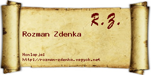 Rozman Zdenka névjegykártya